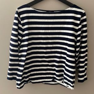 JCrew Women’s Navy Striped Boatneck Shirt Size Medium